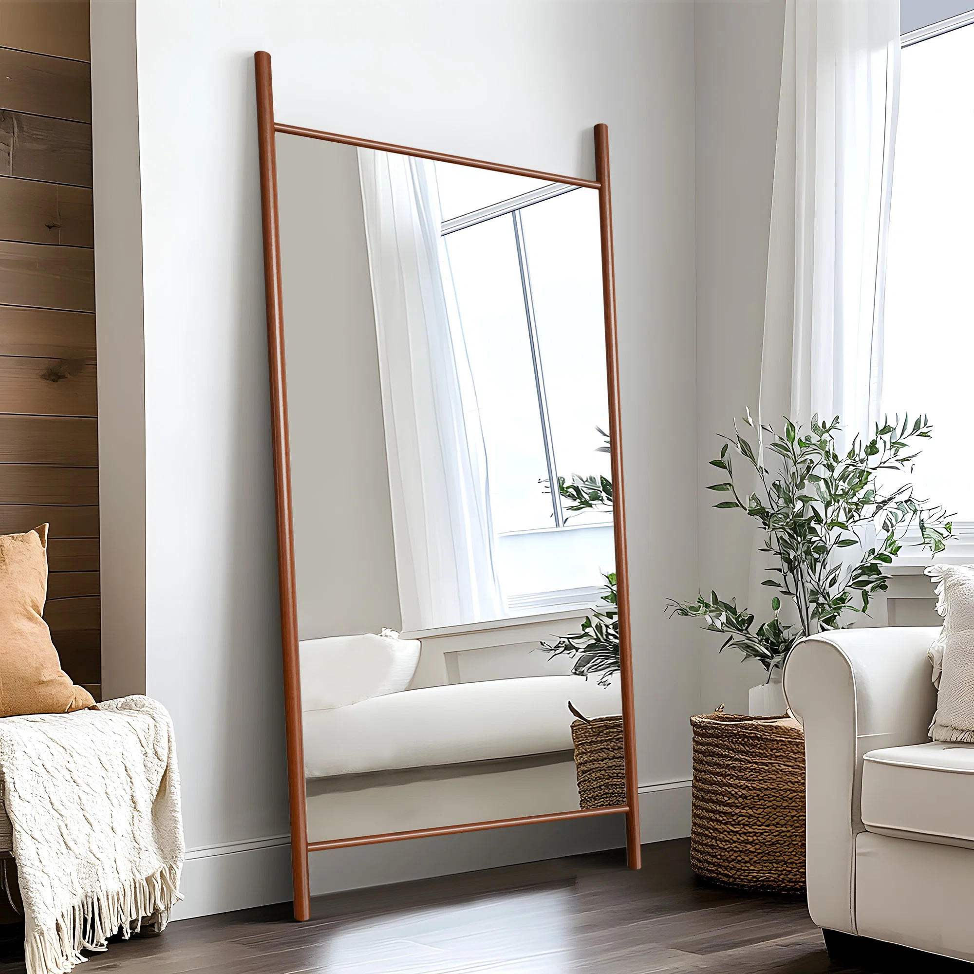 Merienne Wood Dowel Floor Mirror Wall Mirror | Wayfair North America
