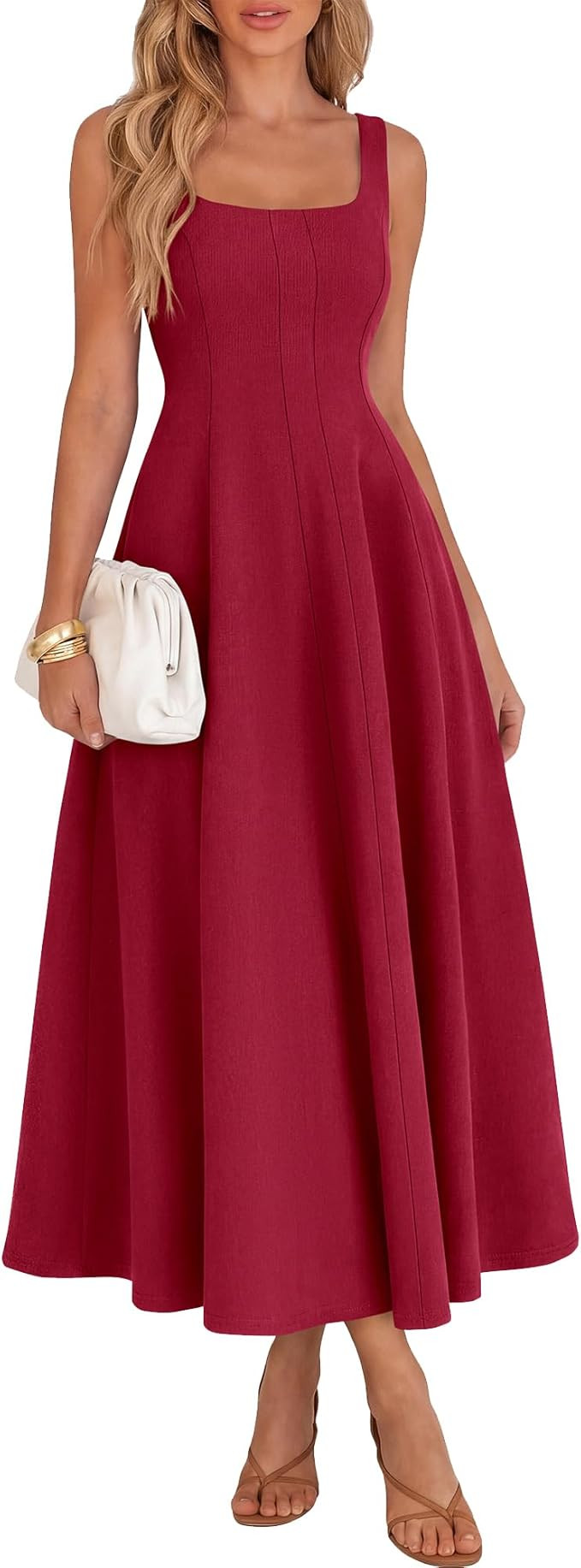 BTFBM Elegant Cocktail Dresses for Women 2026 Summer Square Neck Sleeveless A Line Formal Wedding... | Amazon (US)