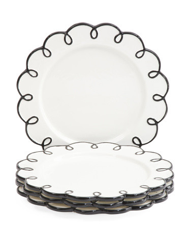 Set Of 4 Stoneware Splash Of Cheer Dinner Plates | TJ Maxx