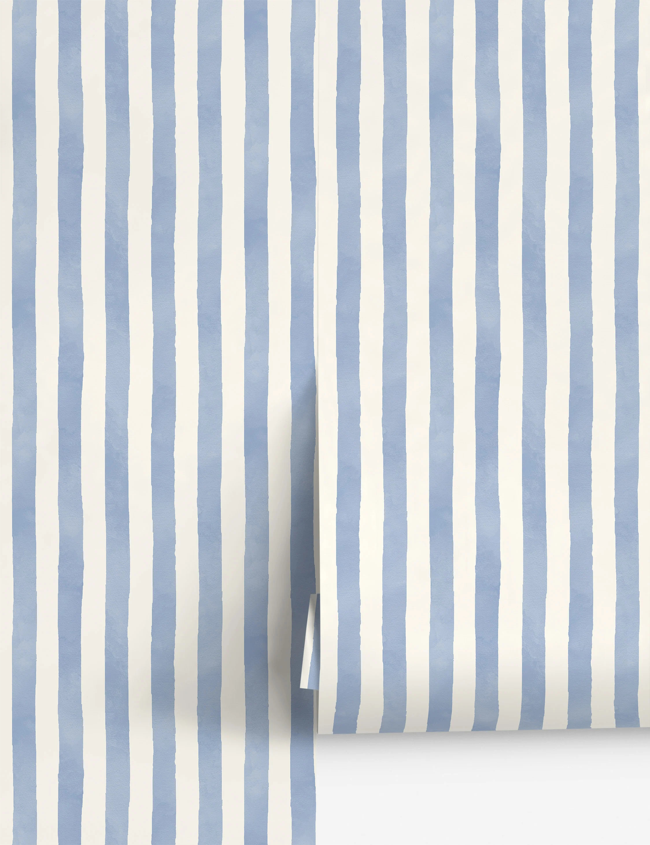 Painterly Stripe Wallpaper by Sarah Sherman Samuel, Blue | Lulu and Georgia 