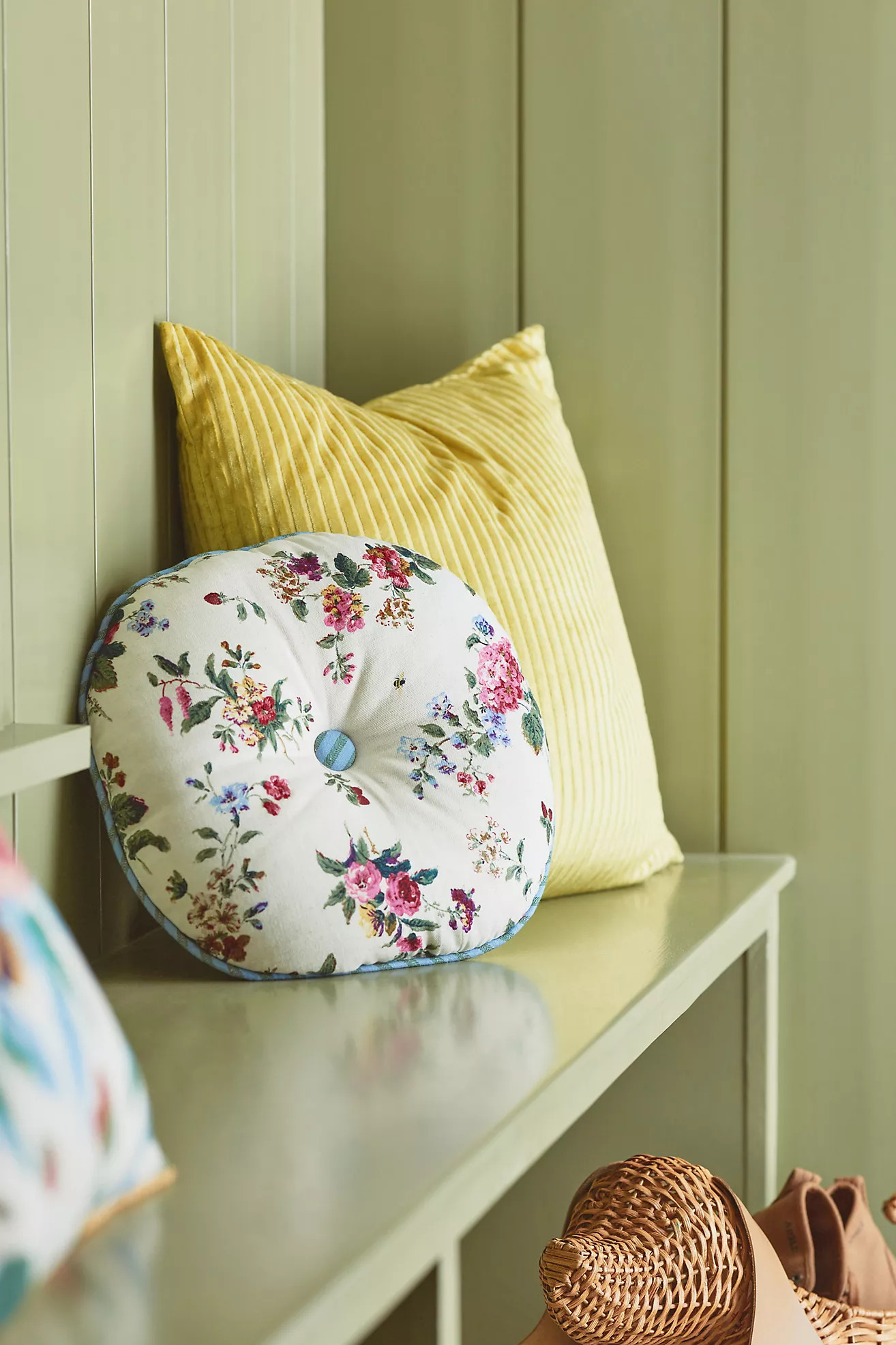Camille Cotton Embroidered Printed Floral Pillow | Anthropologie (US)