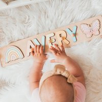 Personalized Name Puzzle With Pegs - Montessori Wooden Toy For Toddlers Custom Baby Gift First Birthday Present Nursery Decor | Etsy (US)