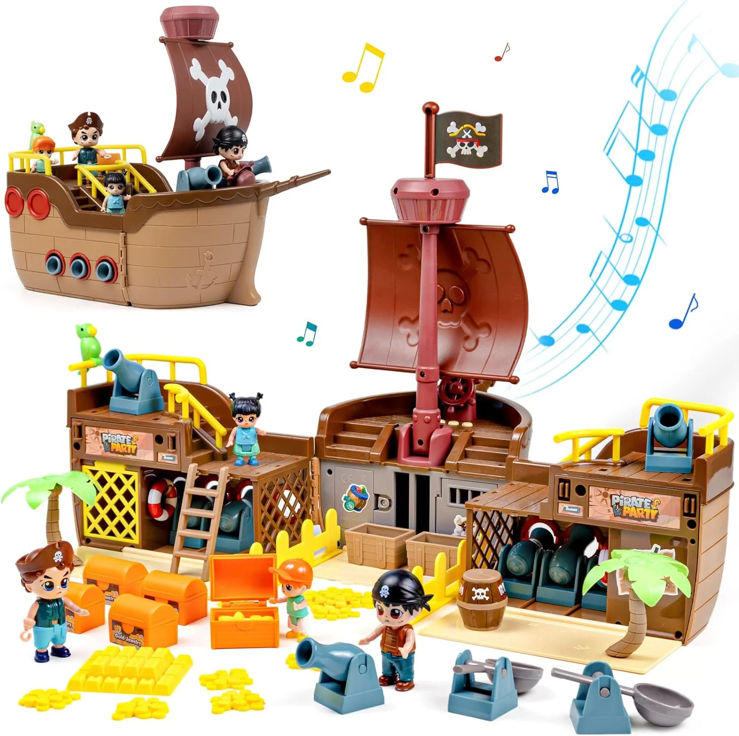 JoyStone Brown Pirate Boat Toys for Kids, Toy Ship for Pirate Playhouse, Creative Building Toys, ... | Walmart (US)