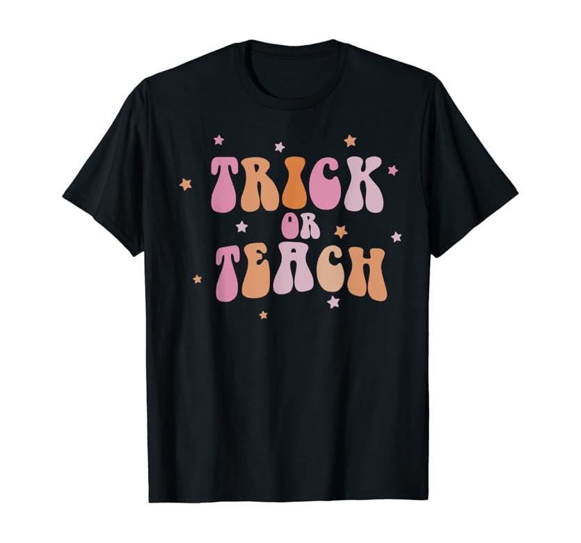 Retro Vintage Groovy Trick Or Teach Halloween Teacher Life T-Shirt | Amazon (US)