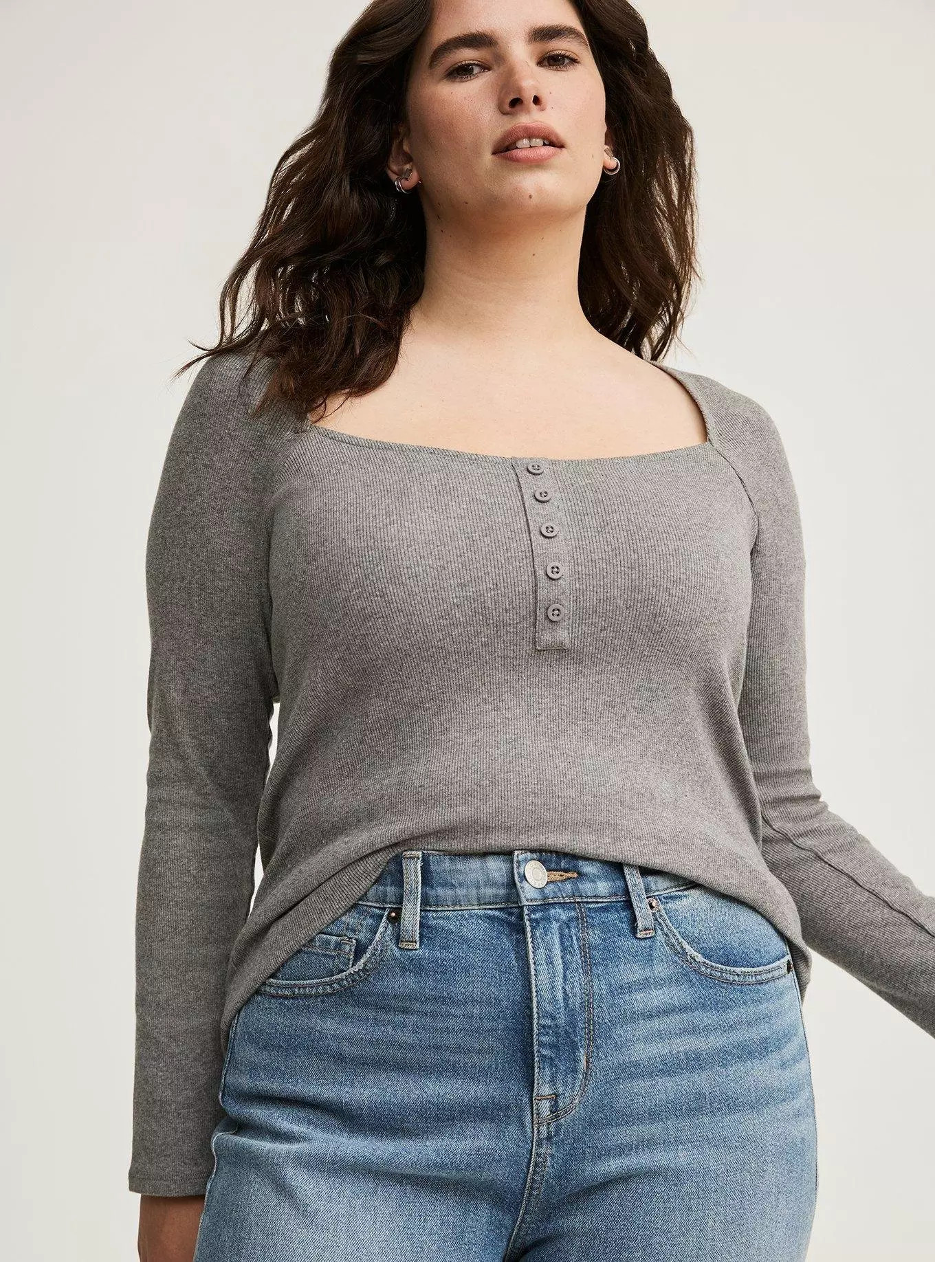 Ribbed Square Neck Henley | Torrid (US & Canada)