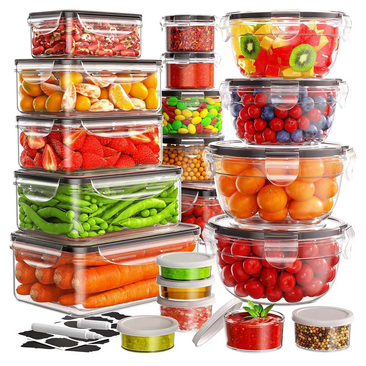 Aoibox 40 Piece Food Storage Container Set Airtight Lids Leakproof BPA Free Plastic Microwave Dishwasher Freezer Safe Stackable Kitchen Organizer | Lowe's