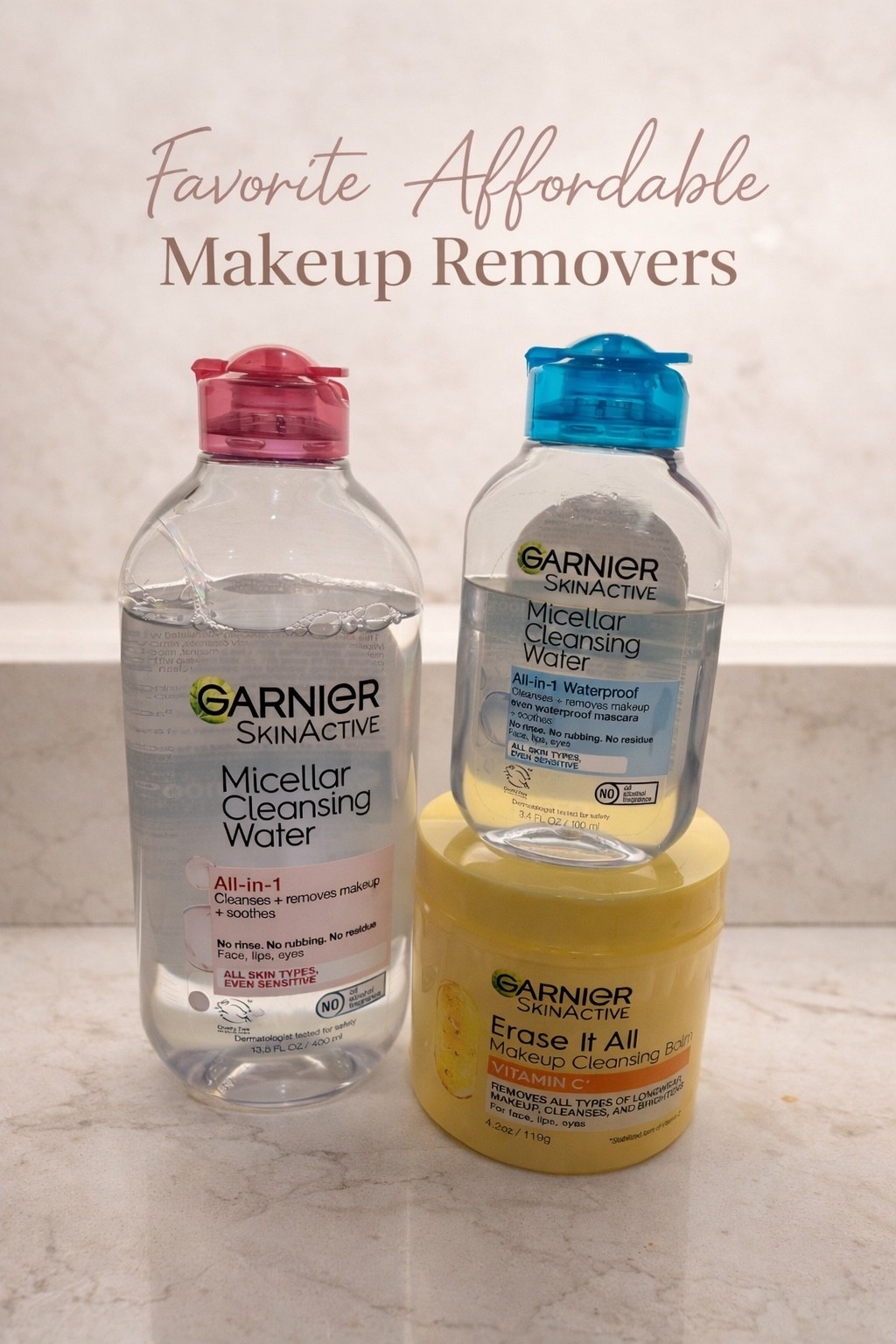 Removing the day the easy way 🤍✨

These are my go-to makeup removers that actually work (and won’t break the bank). The micellar water is perfect for everyday makeup, the waterproof version melts off mascara so gently, and the cleansing balm takes everything off after long days + full glam.

Affordable, effective, and gentle on my skin — always restocked in my routine.
Linked on my LTK 💕 #LTKbeauty #AffordableBeauty #SkincareRoutine@garnier

#LTKU #LTKselfcare #LTKBeauty