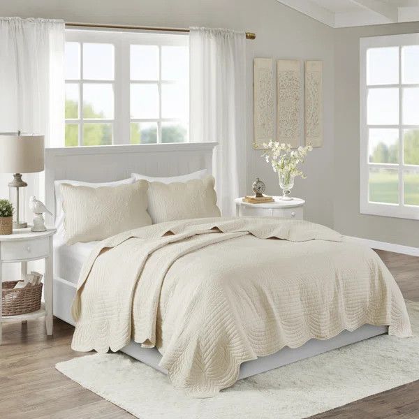 Journey 3 Piece Reversible Scalloped Edge Quilt Set | Wayfair North America