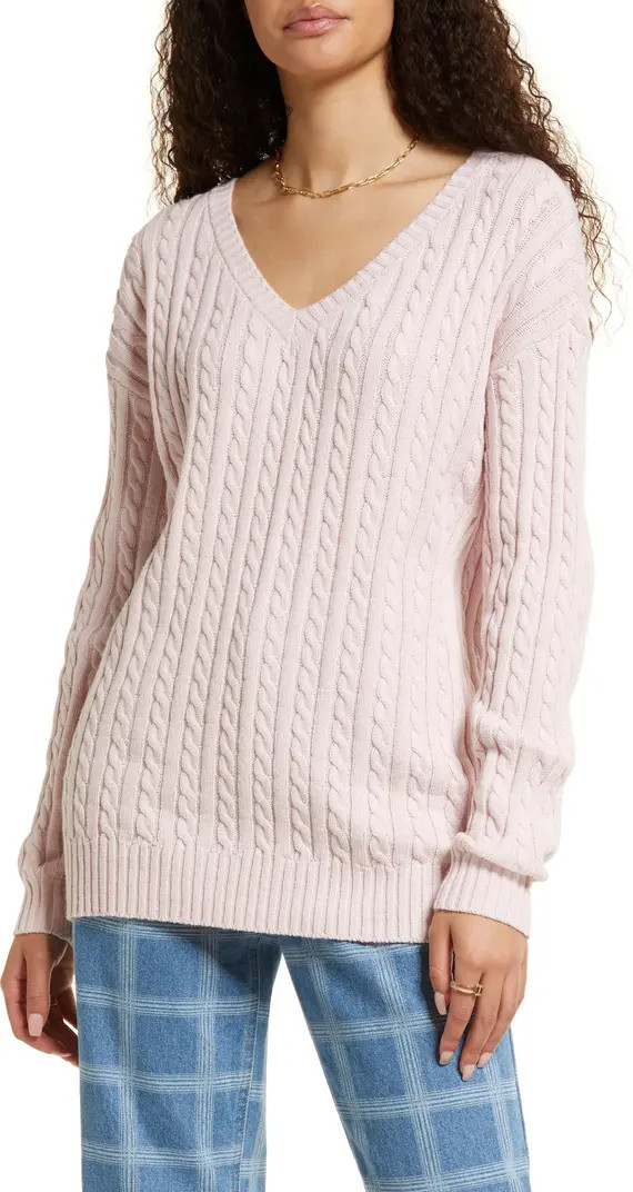 BP. Cable Knit Cotton & Recycled Polyester Sweater | Nordstrom | Nordstrom