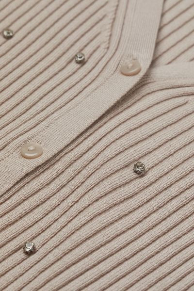 Rhinestone-embellished Ribbed Cardigan | H&M (US + CA)