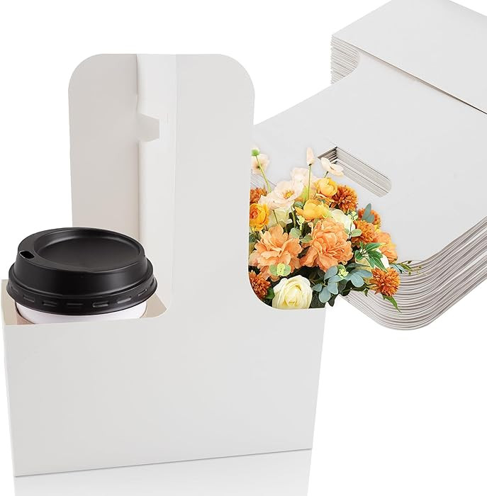 MAQIHAN 2 Cup Drink Carrier with Handle - 12Pcs Disposable Paper Cardboard Coffee Cup Holder Port... | Amazon (CA)
