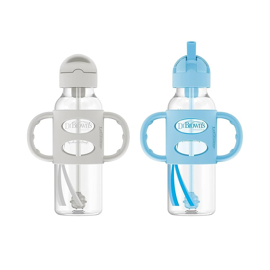 Dr. Brown's Milestones Narrow Sippy Straw Bottle, Spill-Proof with 100% Silicone Handles and Weig... | Amazon (US)