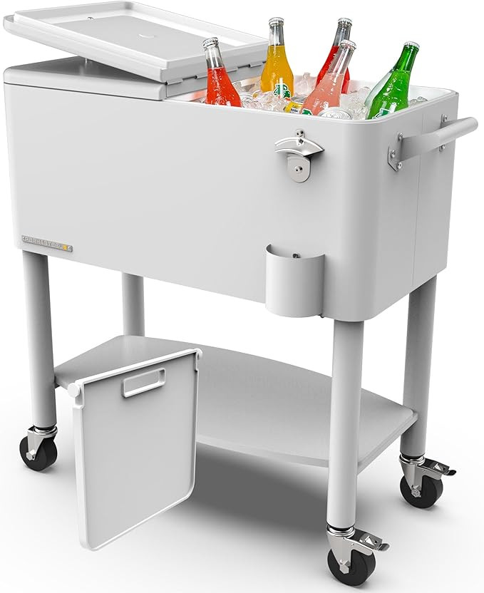 Permasteel Party Cooler with Divider, Spacious 80-Qt Capacity, Chills 36hrs, Serving Tray, Rollin... | Amazon (US)