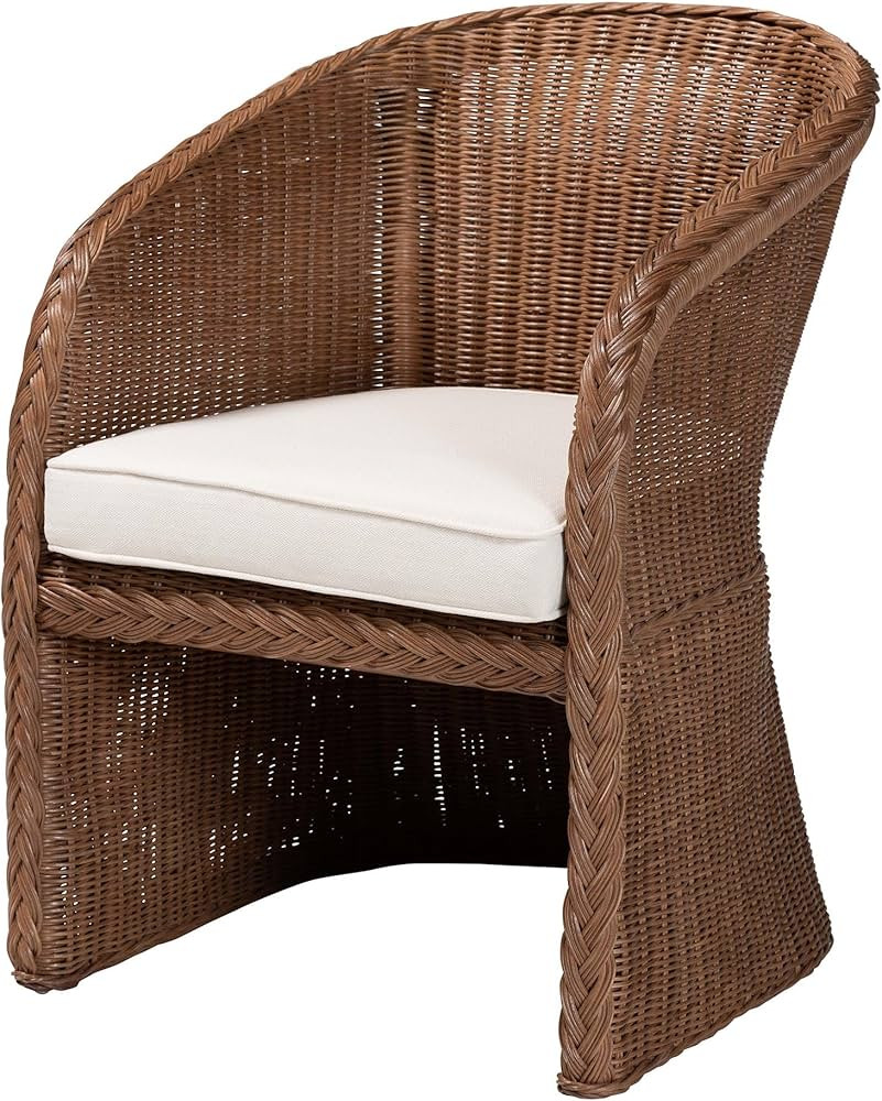 bali & pari Memphis Braided Rattan Arm Chair, Peanut Brown | Amazon (US)