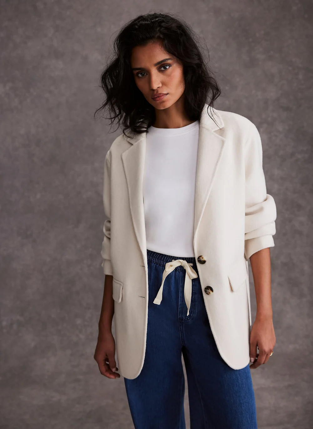 Cream Wool Blend Blazer | Mint Velvet