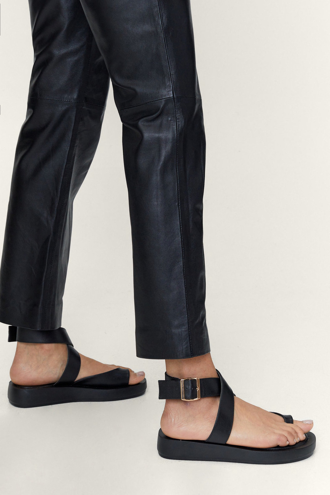 Faux Leather Toe Loop Ankle Strap Flatform Sa | Nasty Gal (US)