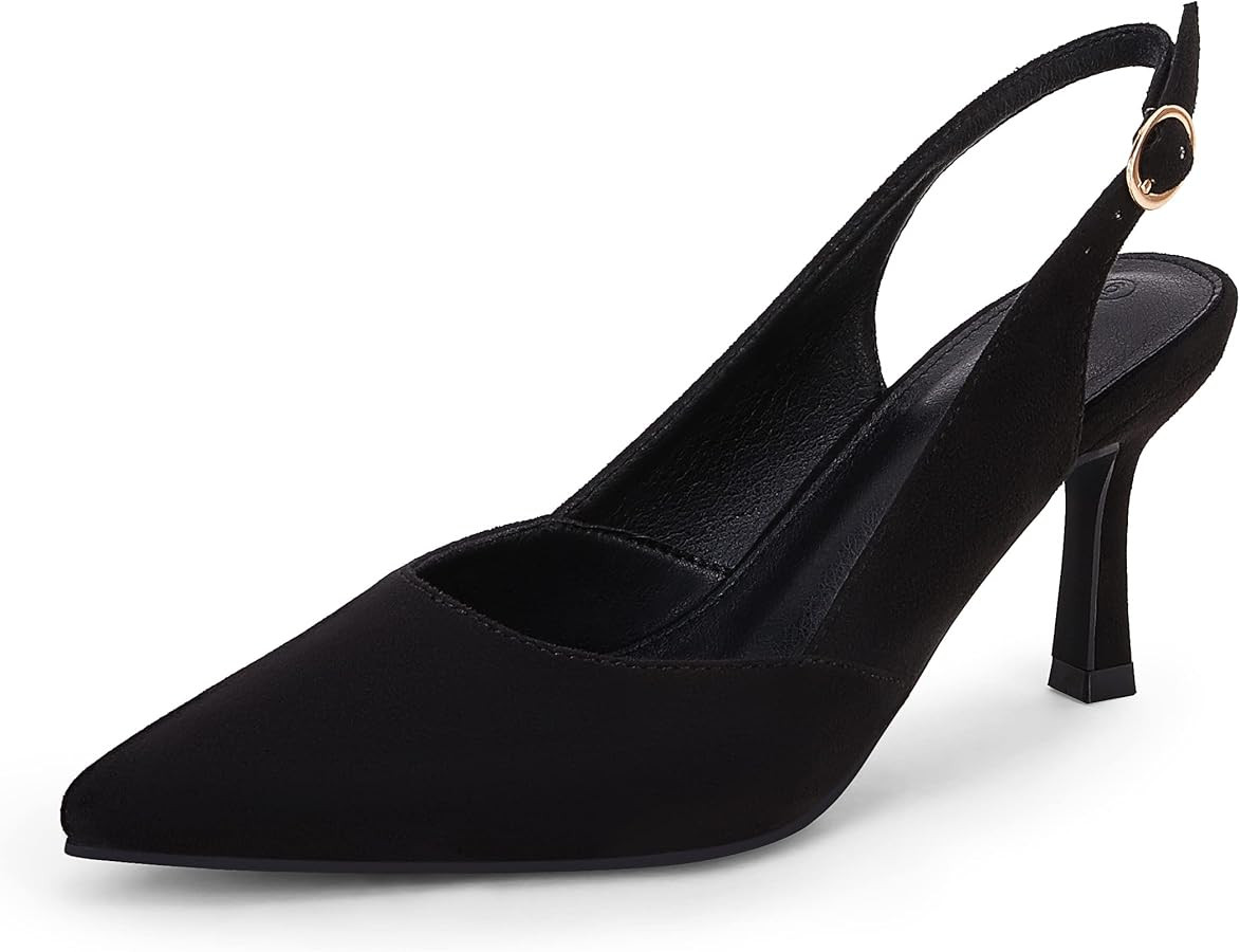 Rilista Women's Slingback Kitten Heels Closed Pointed Toe Wedding Party Dress Pumps Shoes | Amazon (US)