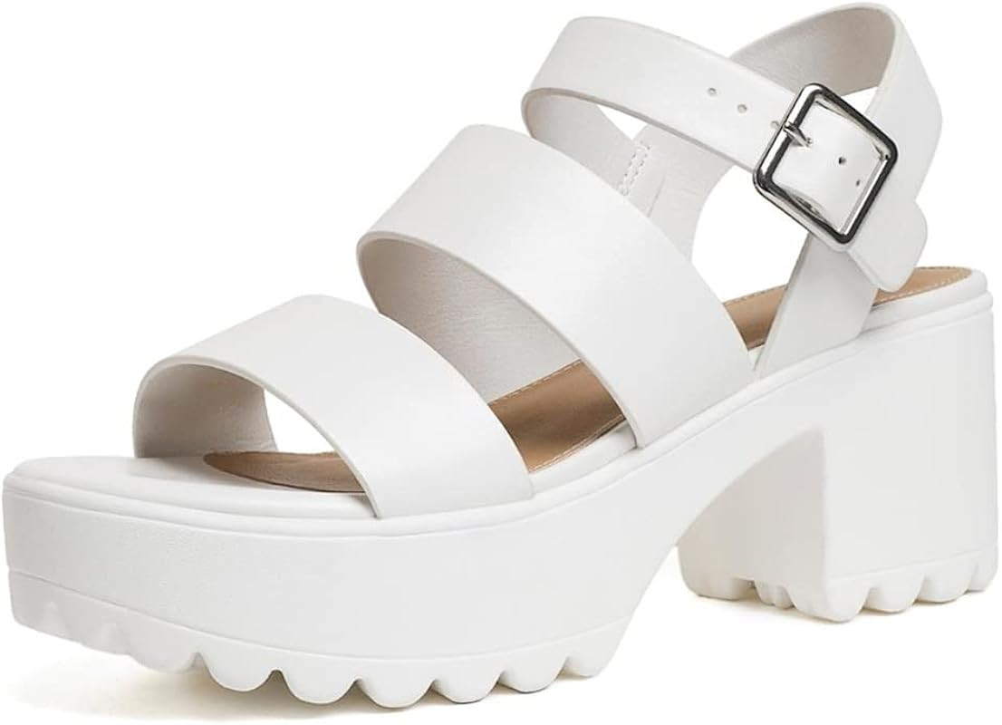 GOUPSKY Platform Sandals for Women Lug Sole Block Heeled Sandals with Adjustable Ankle Strap | Amazon (US)