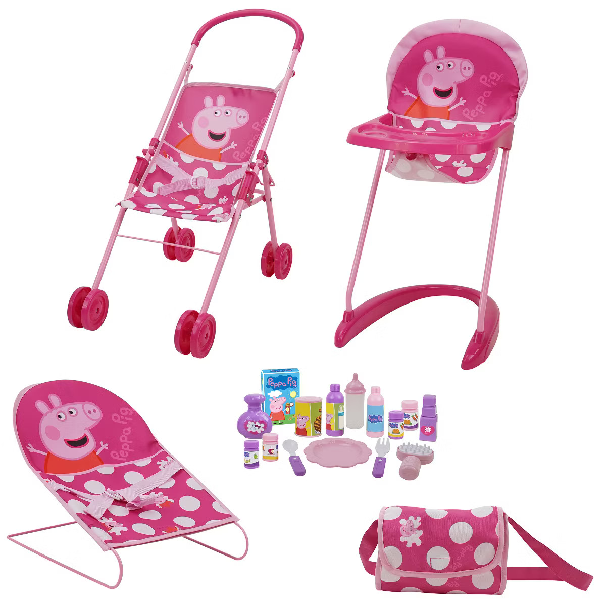 Peppa Pig: 19 Piece Doll Sleep N' Play Set - Pink & White Dots 3+ | Target