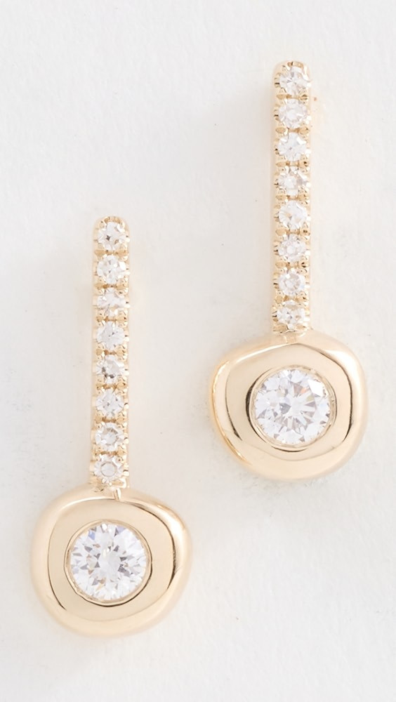 14k Diamond Pillow Bar Stud Earrings | Shopbop