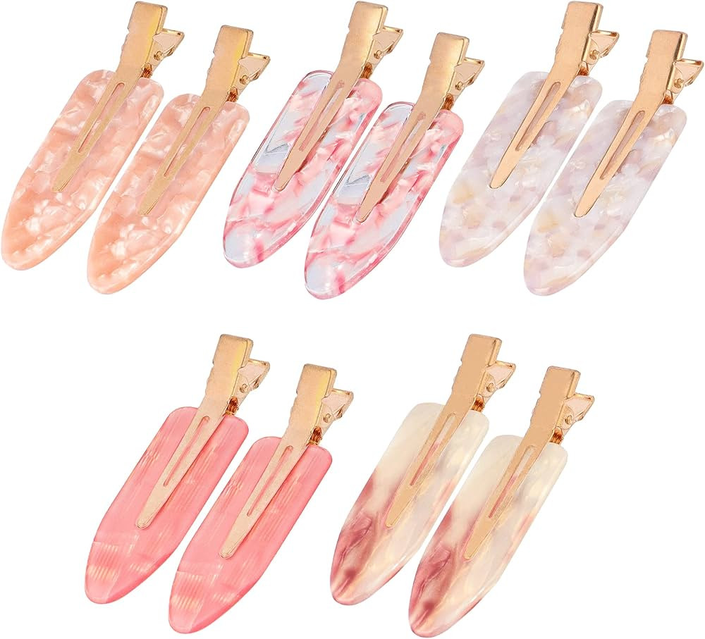 Magicsky 10PCS No Bend Hair Clips for Styling, Acrylic Resin Flat Clip, No Crease Curl Small Pin,... | Amazon (US)