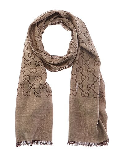 Logo Small Jacquard Wool & Silk-Blend Scarf | Gilt & Gilt City