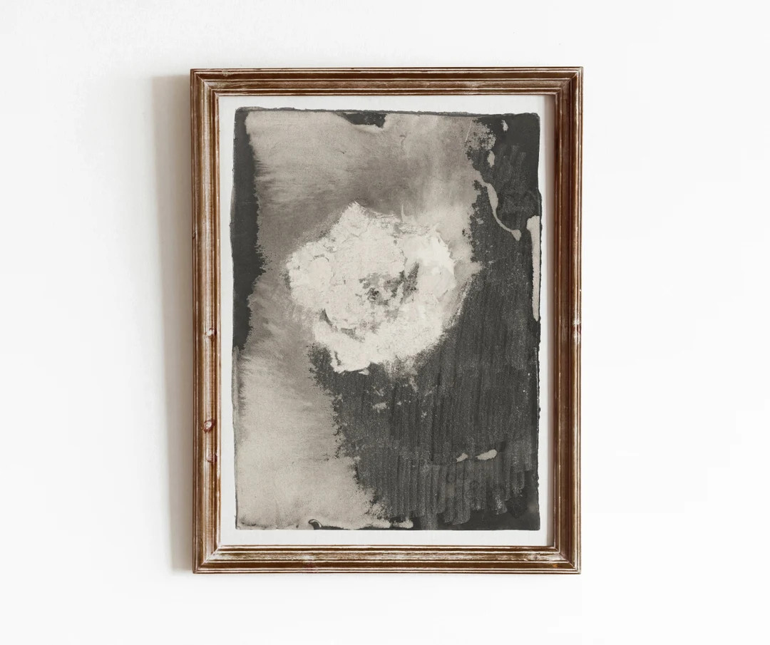 Flower Abstract | Vintage Black and White Artwork | Neutral Decor Art | Digital Download | 676 - ... | Etsy (US)