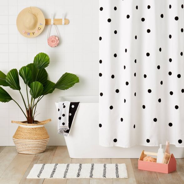 Black Dot Textured Shower Curtain - Pillowfort™ | Target