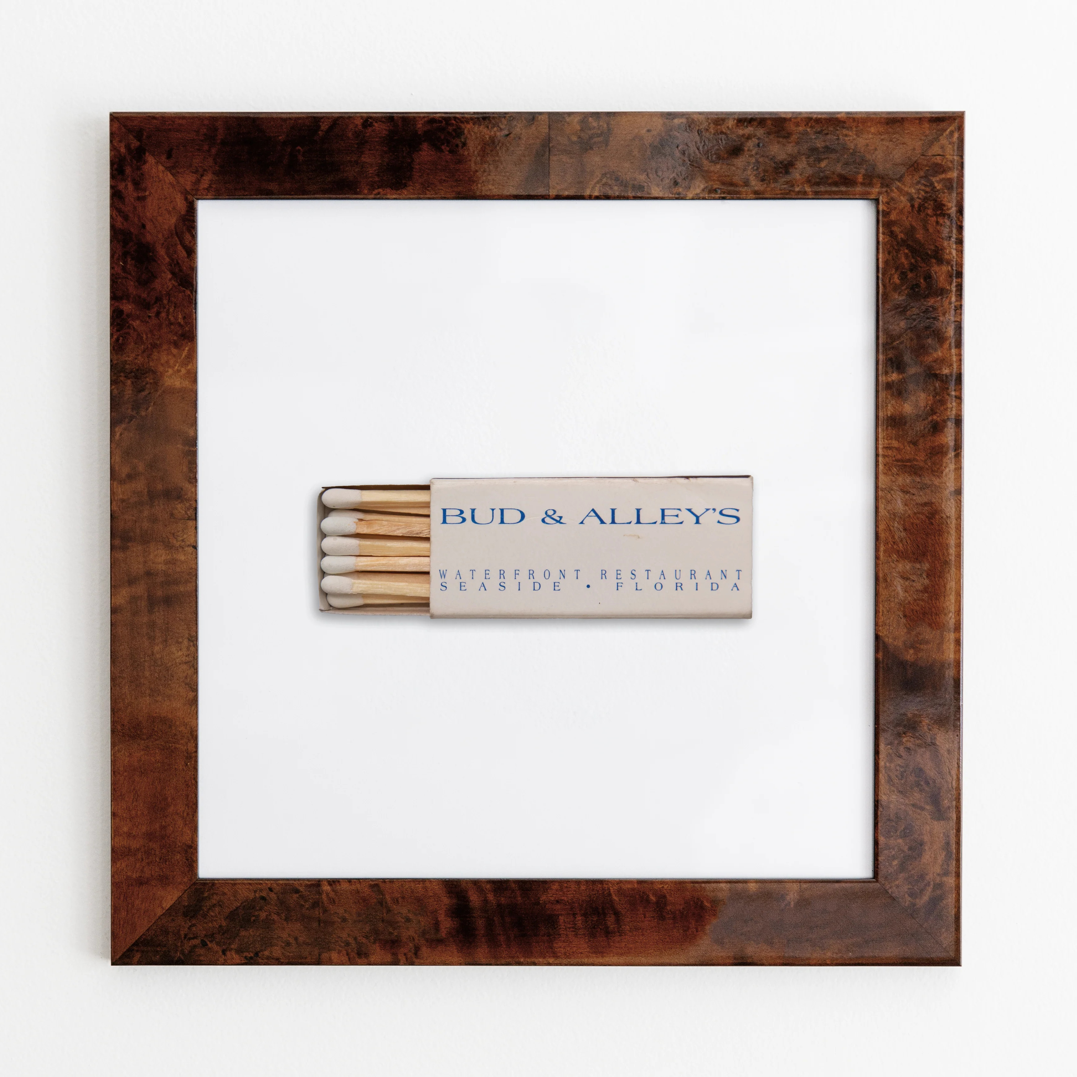 Bud & Alleys Seaside Restaurant - Framed Print Matchbook - Gift - Match South | Match South