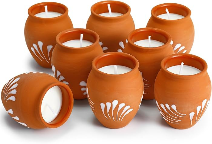 Nuanchu 12 Pcs Cantaritos De Barro Mexicanos Candles Mini 2oz Terracotta Clay Candle Set, Mexican... | Amazon (US)