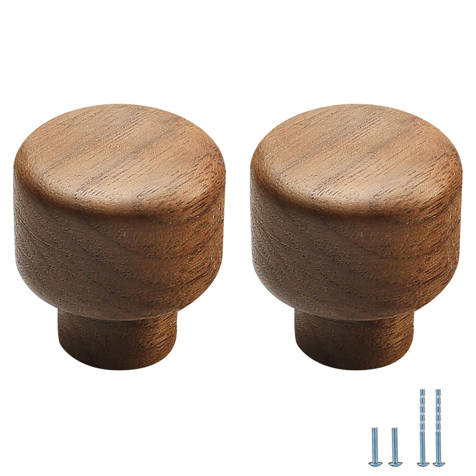 2 pcs Walnut Wood Round Chinese-Style Cute Cabinet Door Handles Cabinet Drawer Pulls Single-Hole ... | Amazon (US)