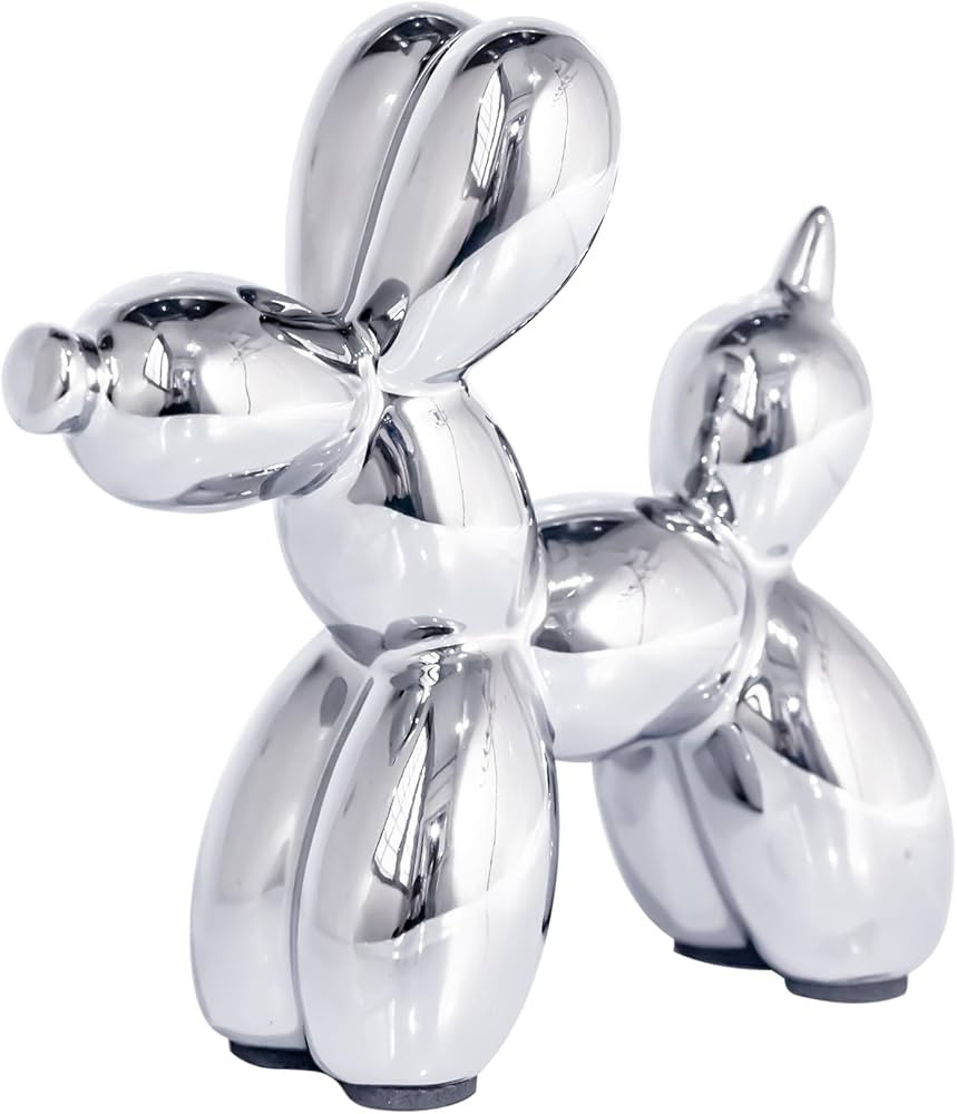 Creative Silver Balloon Dog Statues Small Ceramic Animal Sculpture Modern Home Decor Living Room ... | Amazon (US)
