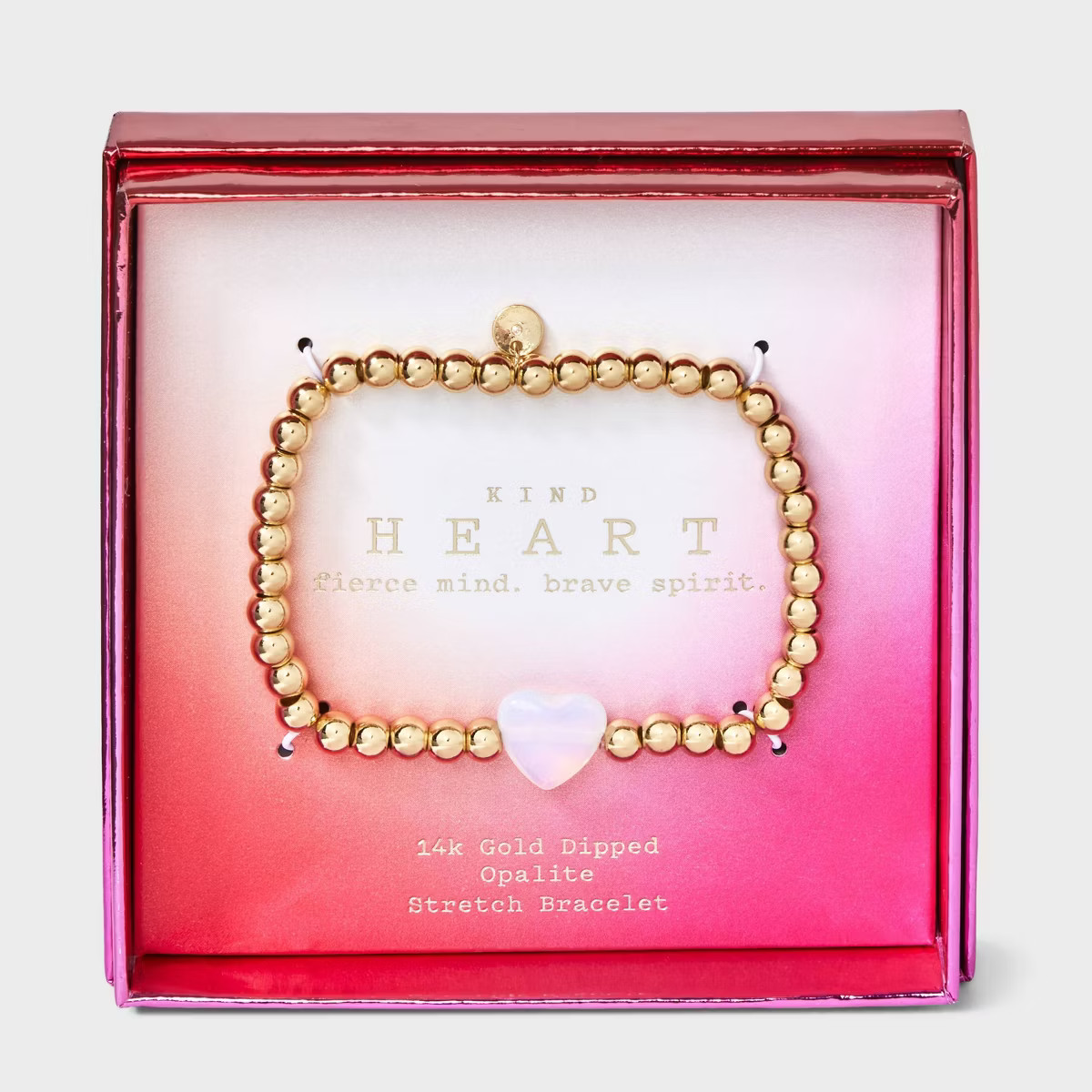14K Gold Dipped Heart Stone Beaded Stretch Bracelet - A New Day™ | Target
