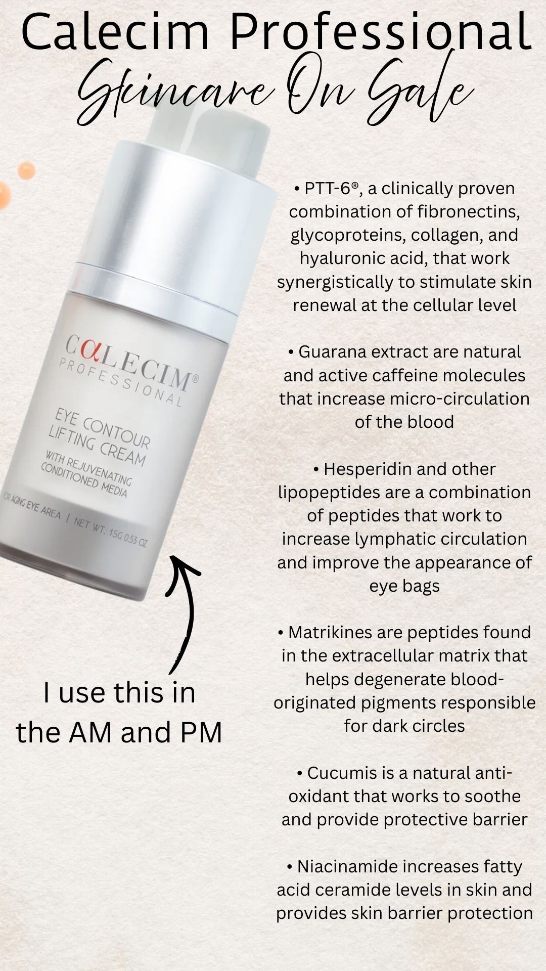 My Calecim Professional Eye Contour Lifting Cream is on sale! I use this in the AM and PM.

Skincare, gifts for her, self care gift ideas, gift guides

#LTKGiftGuide #LTKSaleAlert #LTKCyberWeek