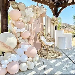 Sand White Balloon Garland Arch Kit-Sand White Balloons Double-Stuffed Peach Balloons for Wedding... | Amazon (US)