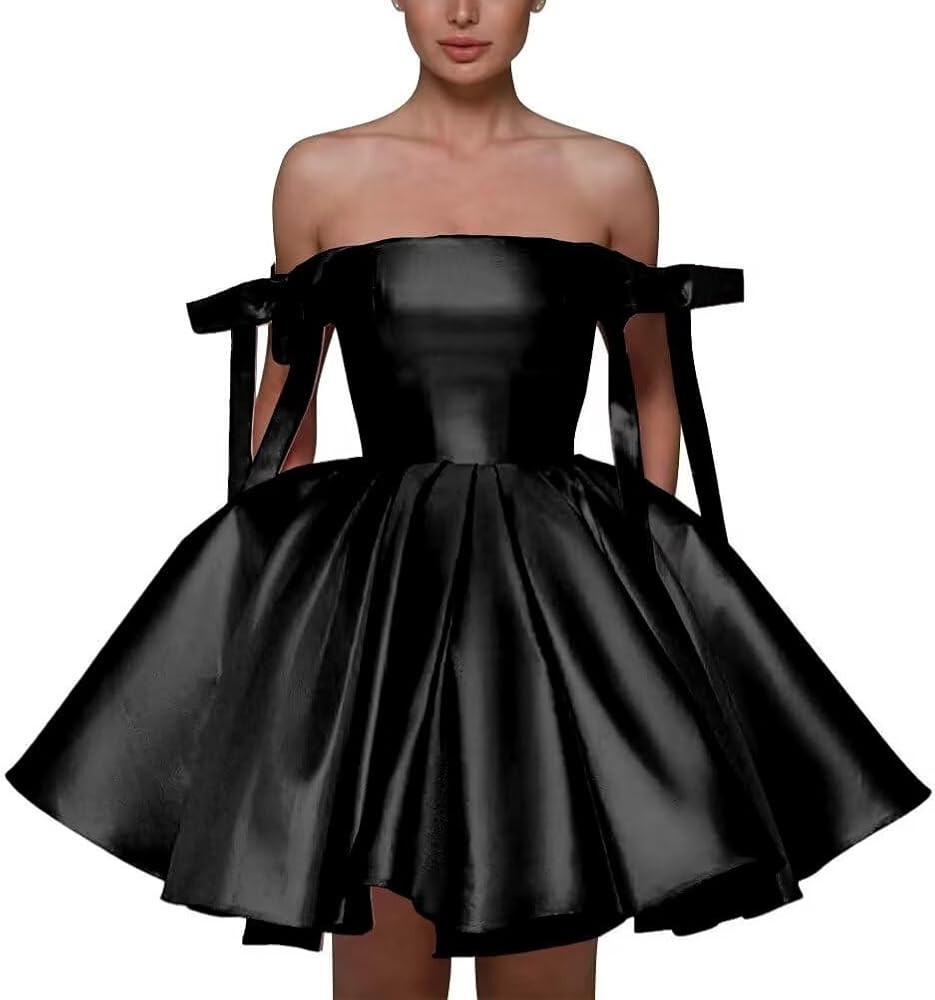 Basgute Satin Homecoming Dresses Short for Teens 2024 with Pockets Spaghetti Straps Formal Prom E... | Amazon (US)