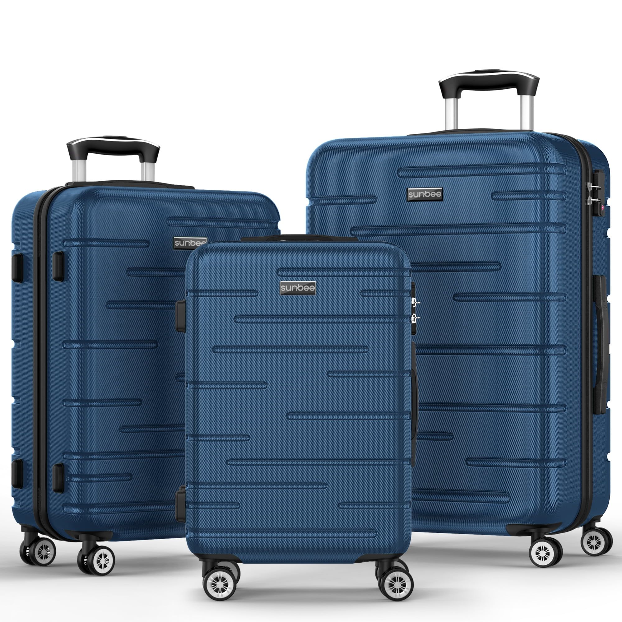 Sunbee 3 Piece Luggage Sets ABS Hardshell Hardside TSA Lock Lightweight Durable Spinner Wheels Su... | Walmart (US)