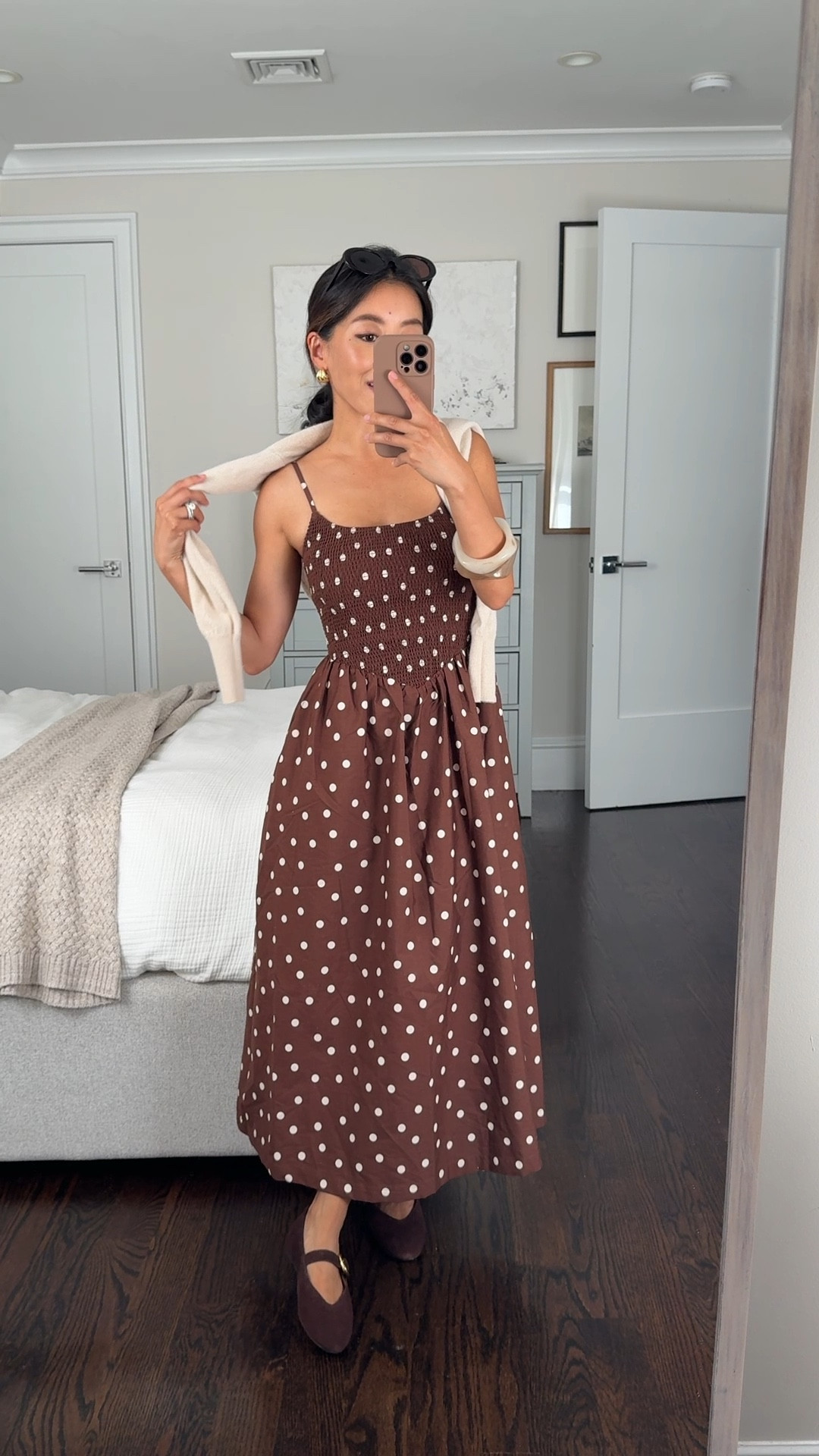 Transition dress for fall

• Abercrombie dipped-waist smocked midi dress xxs petite - perfect color to transition to fall, has a smocked bust, adjustable straps, and lightweight pockets

• Madewell mary jane flats 5H

• Madewell oval sunglasses

Petite style, family photos dress, early fall, outfit ideas

#LTKPetite #LTKStyleTip #LTKSeasonal