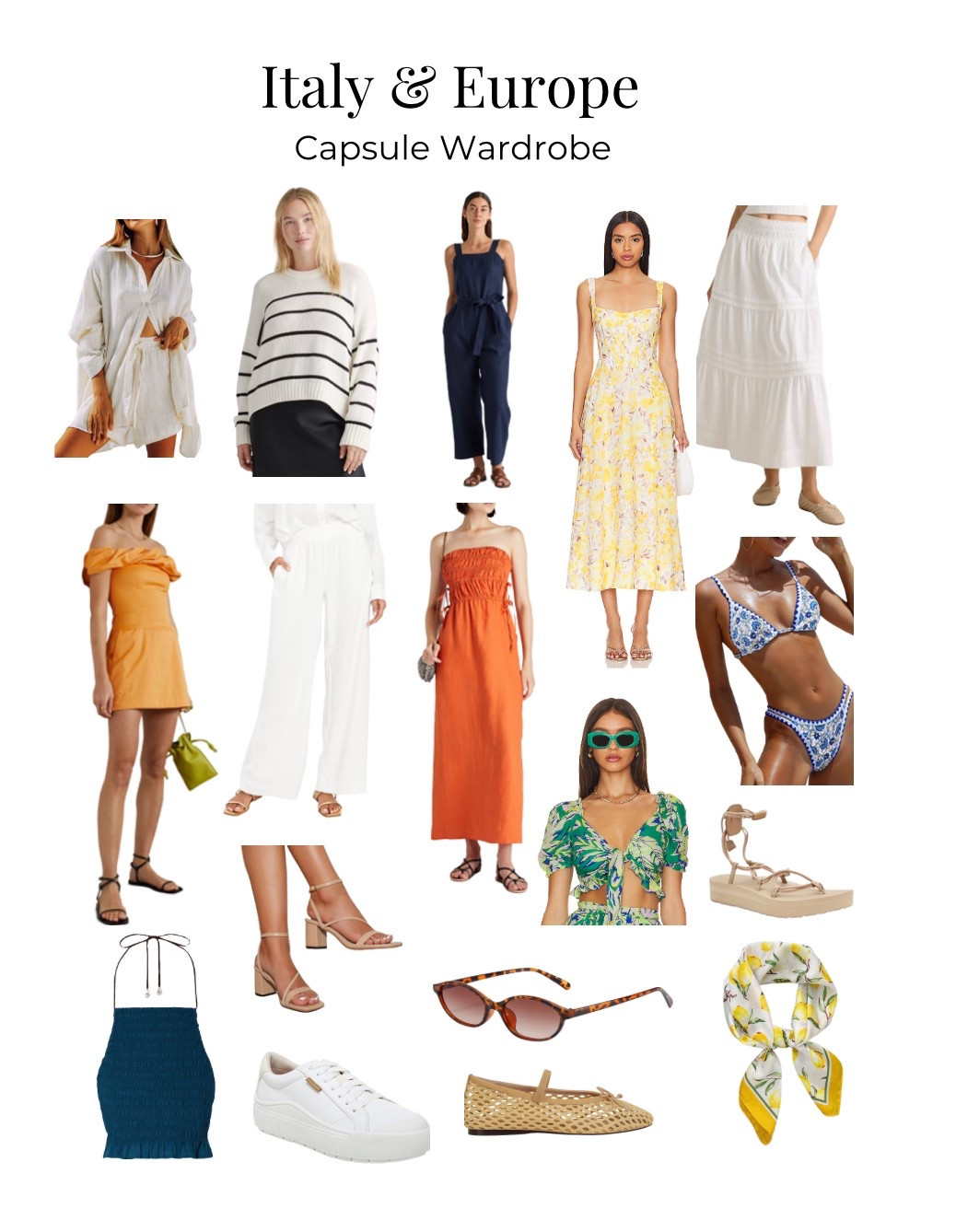 Italy / European Riviera capsule wardrobe (updated links)

#LTKSeasonal #LTKTravel #LTKStyleTip