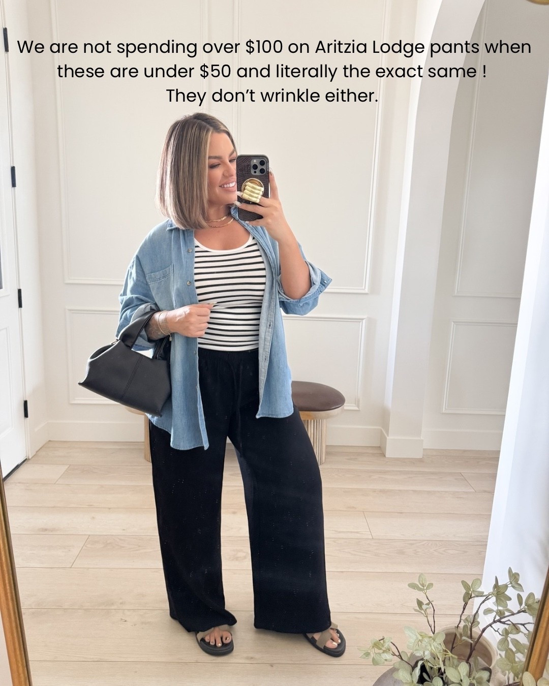 Tank L 
Pants xl
Denim top L 
#under50 #amazon #aritzia 

#LTKMidsize #LTKSaleAlert #LTKootd