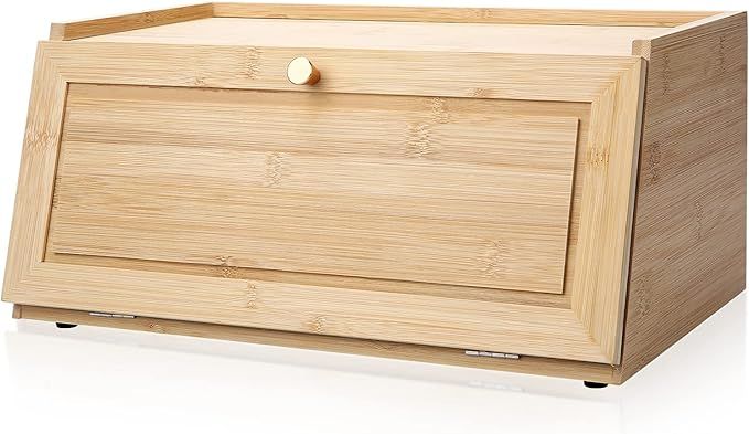 Bread Box, Bamboo Bread Box for Kitchen Countertop, Assembly Free Large Capacity Bread Storage Co... | Amazon (US)