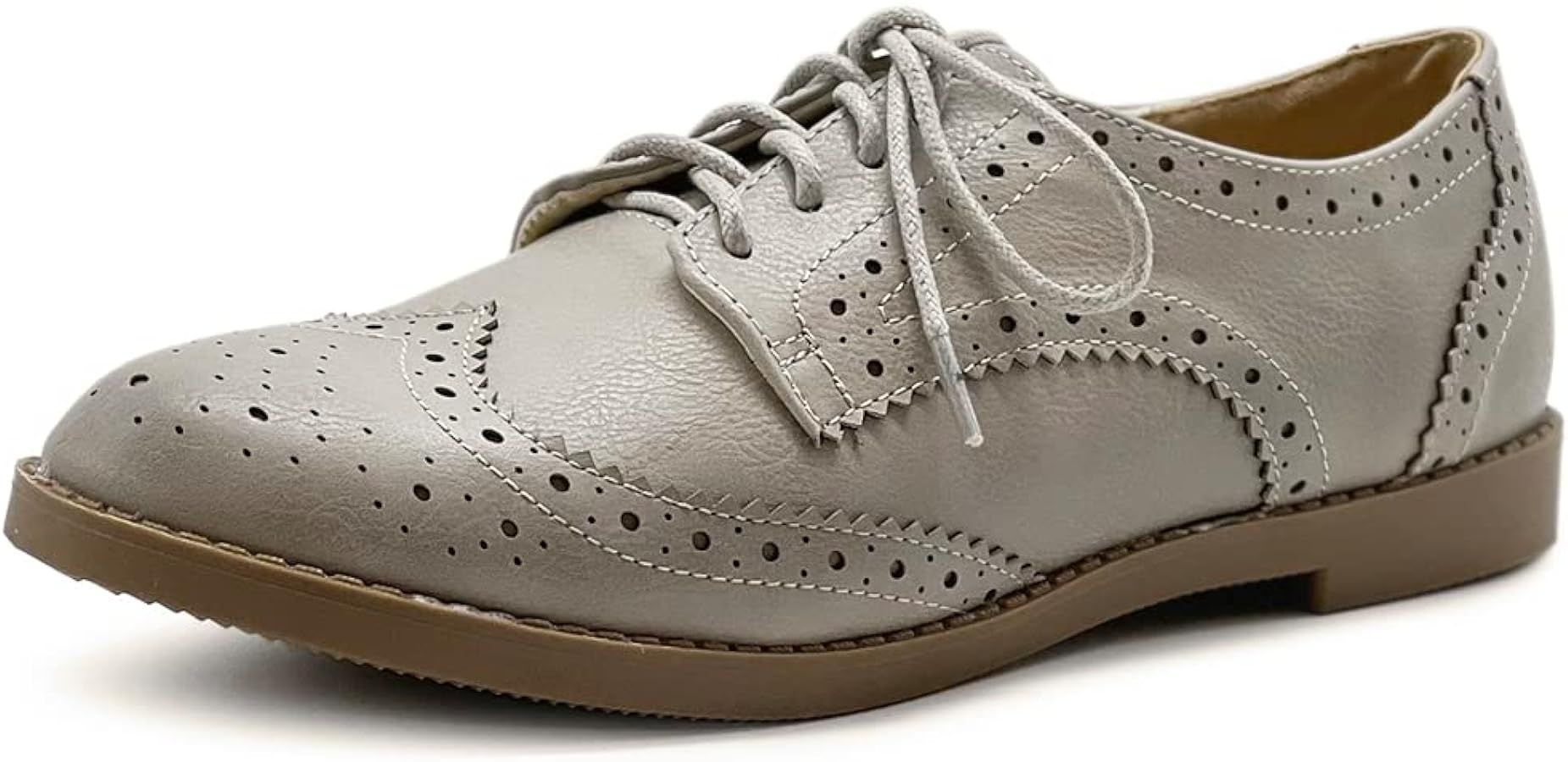 Ollio Women's Flats Shoes Wingtip Lace Up Oxfords | Amazon (US)