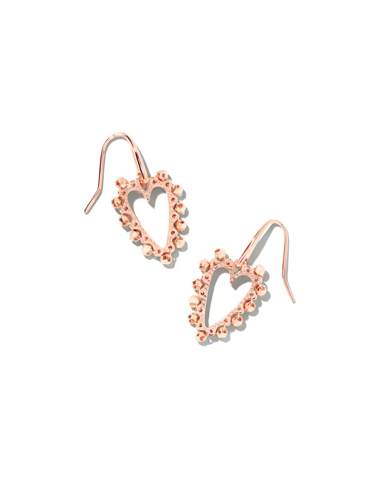 Beaded Ansley Heart Open Frame Earrings in Rose Gold | Kendra Scott