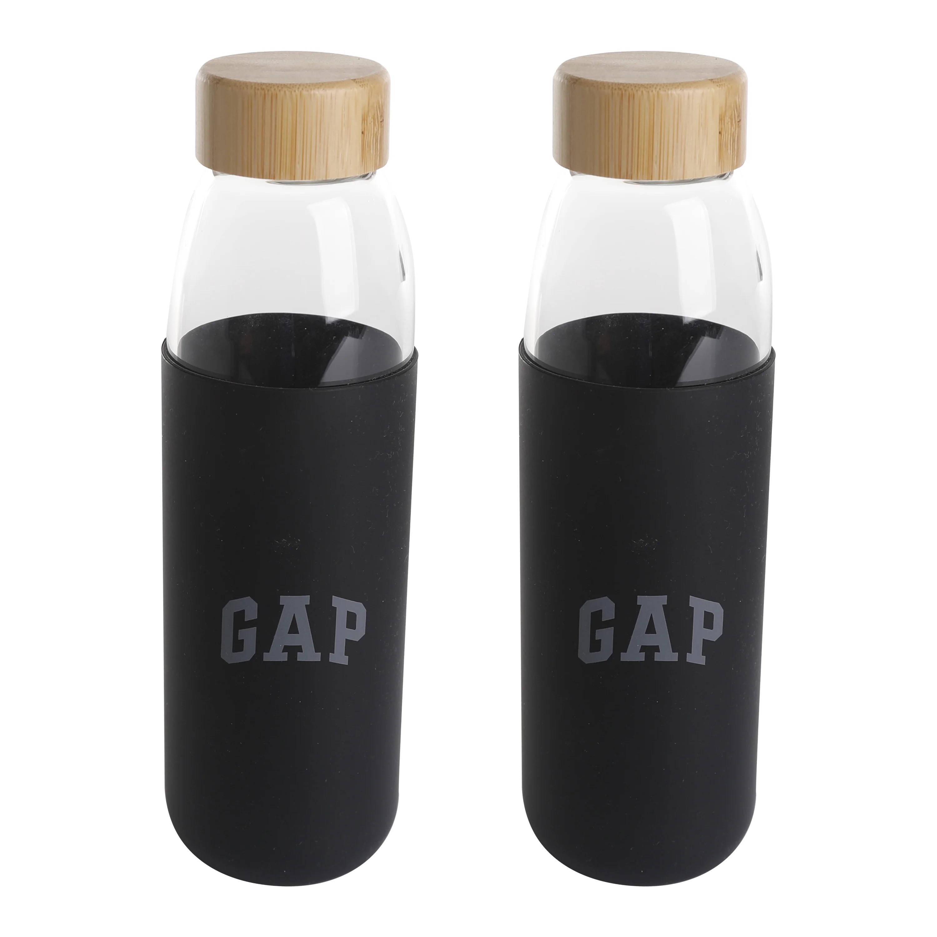 Gap Home 17-Ounce Hydration Glass Bottle with Black Silicone Sleeve and Bamboo Lid , Set of 2 | Walmart (US)
