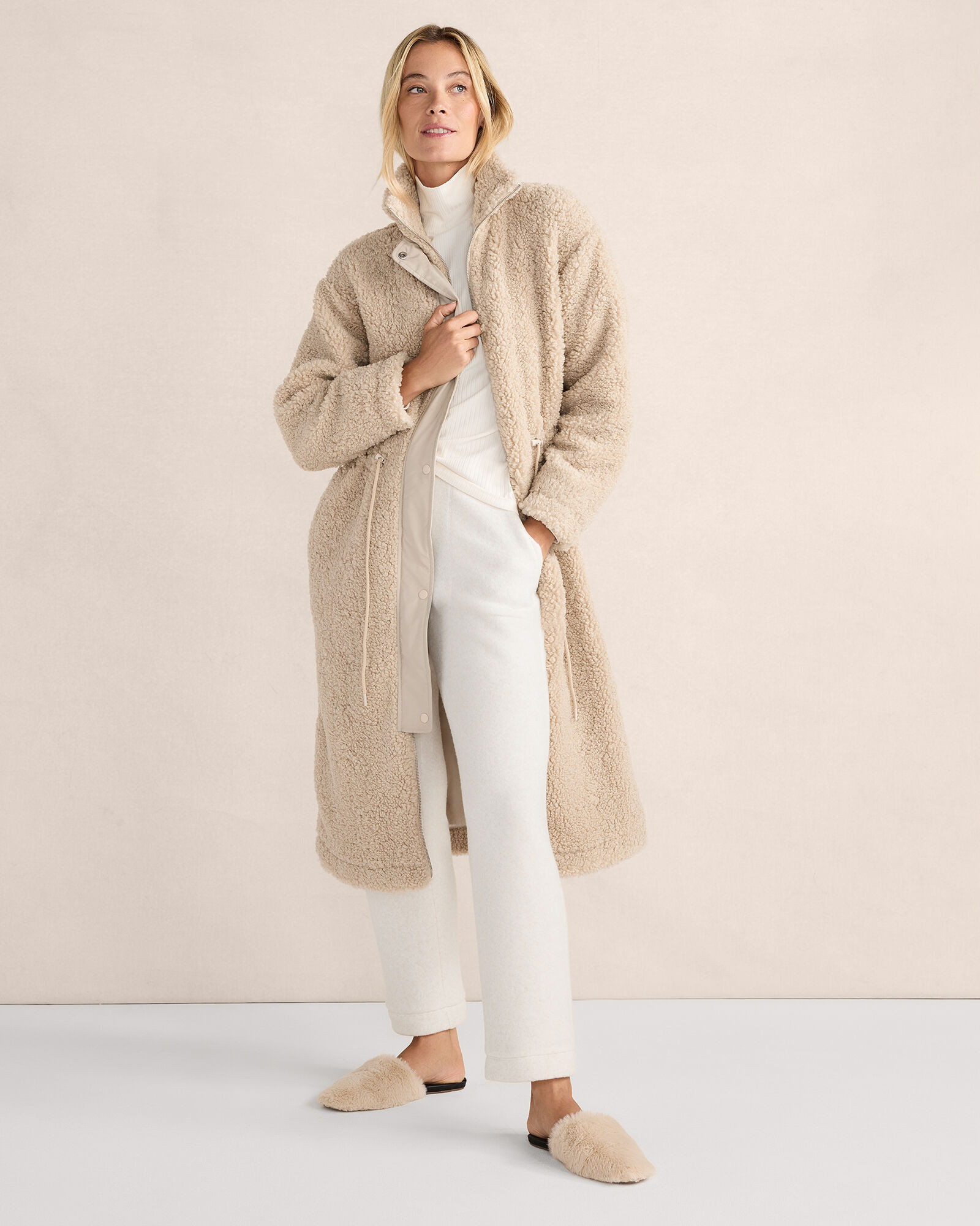 Sherpa Cinch-Waist Coat | Haven Well Within