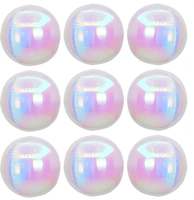 9Pcs Iridescent 4D Round Ball Balloons 10 Inch/Holographic Balloons for Spring/Clear Foil Decorat... | Amazon (US)