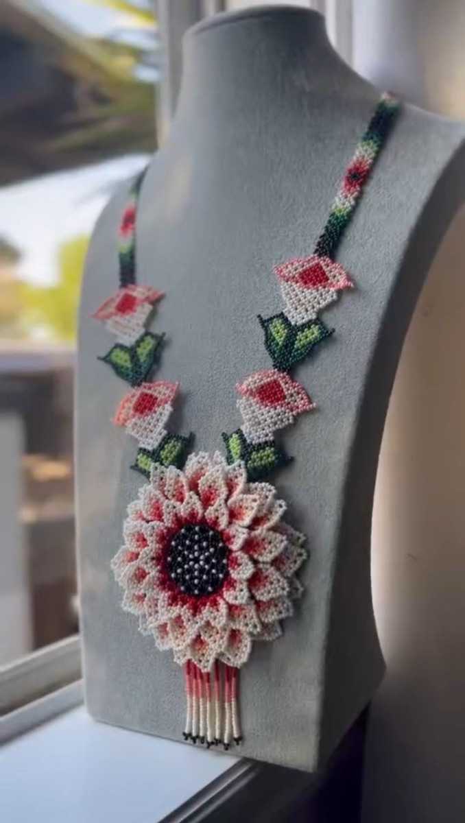Vintage Huichol Indian Beaded Flower Folk Art Boho Necklace (JN-41) | eBay US
