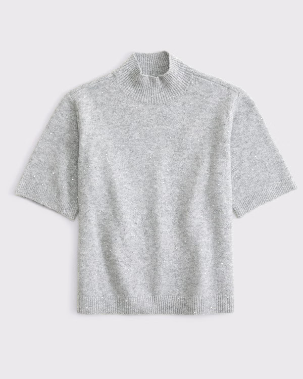 Women's Lurex Mockneck Sweater Tee | Women's Clearance | Abercrombie.com | Abercrombie & Fitch (US)