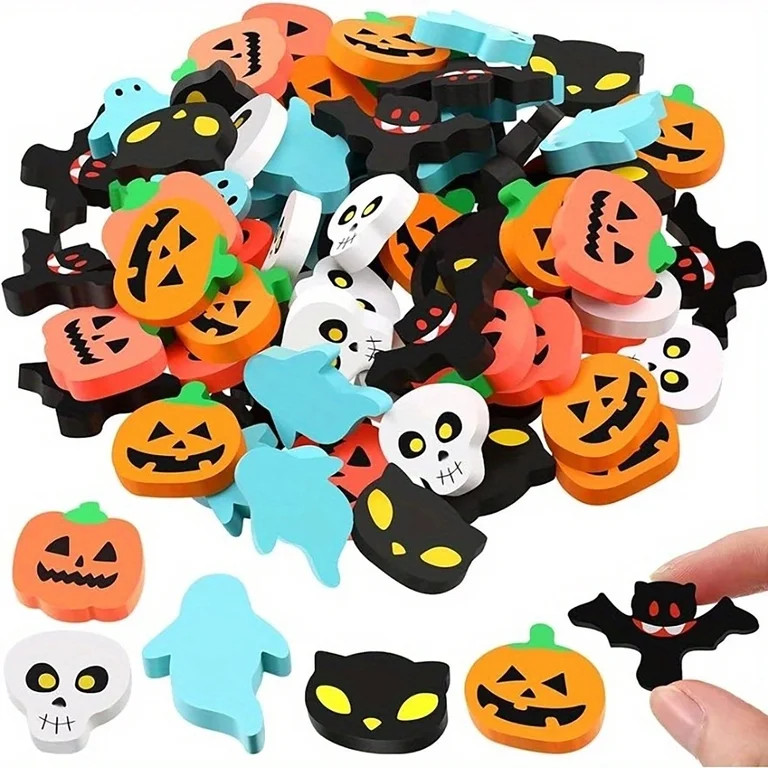 Clearance Under $1.2! 30PCS Halloween Mini Erasers, Pumpkin Bat & Cat Shaped Pencil Erasers for P... | Walmart (US)