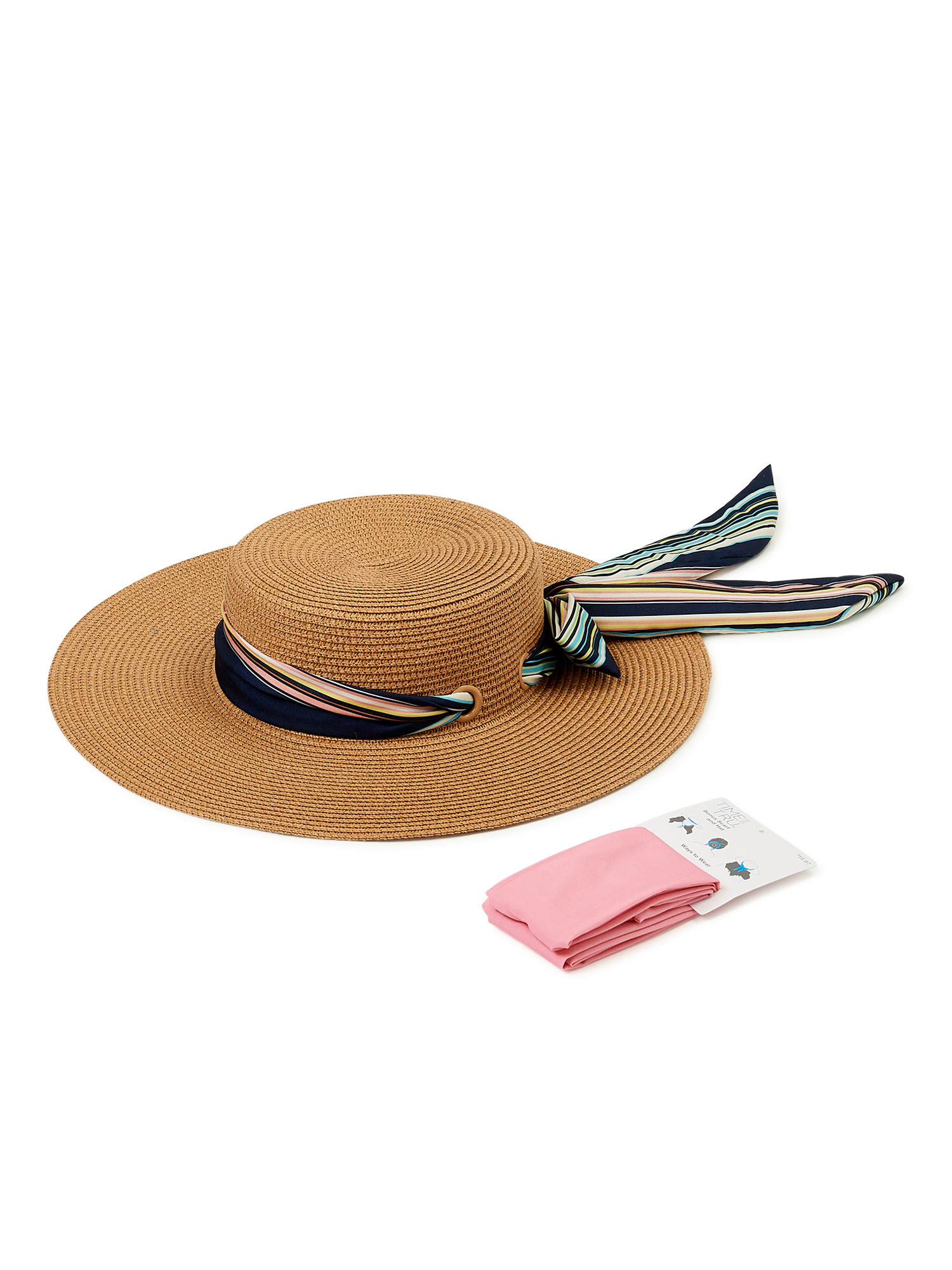 Time and Tru Women's Boater Hat with Removable Scarf | Walmart (US)